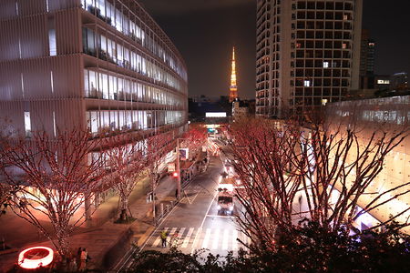 けやき坂通りと東京タワーを望む